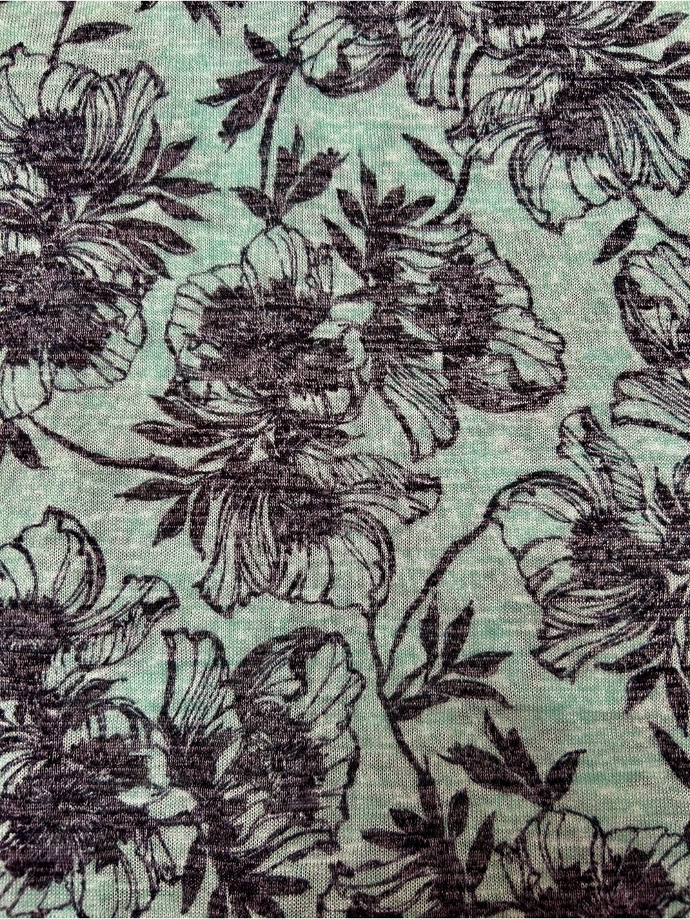 LANE BRYANT MINT GREEN TIE SLEEVE TOP, SIZE 22/24, BLACK SKETCHED FLORAL PRINT - Picture 4 of 7